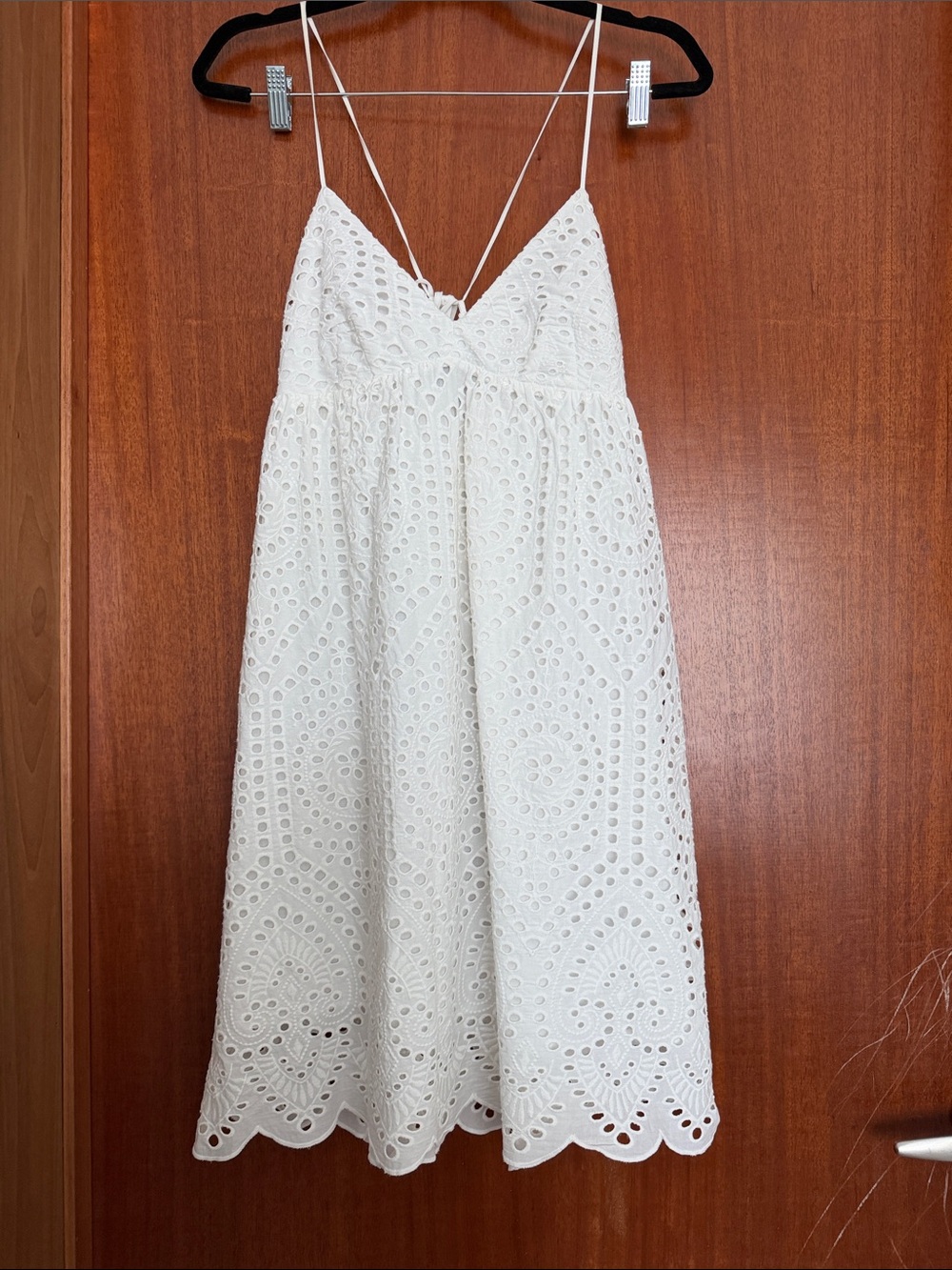 H&M White Eyelet Midi Sundress with Spaghetti Straps